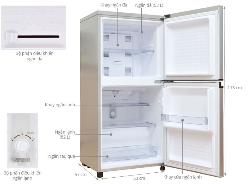 Tủ lạnh Panasonic NR-BJ151SSV1 - 135 Lít