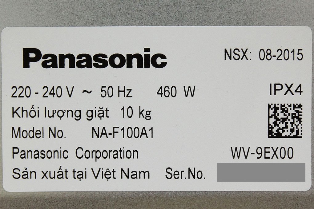 Máy giặt 10 Kg Panasonic NA-F100A1WRV lồng đứng