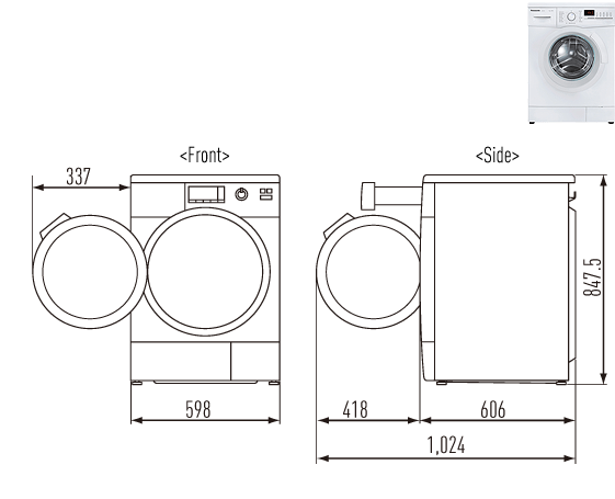 Máy giặt 7 Kg Panasonic NA-107VK5WVT lồng ngang