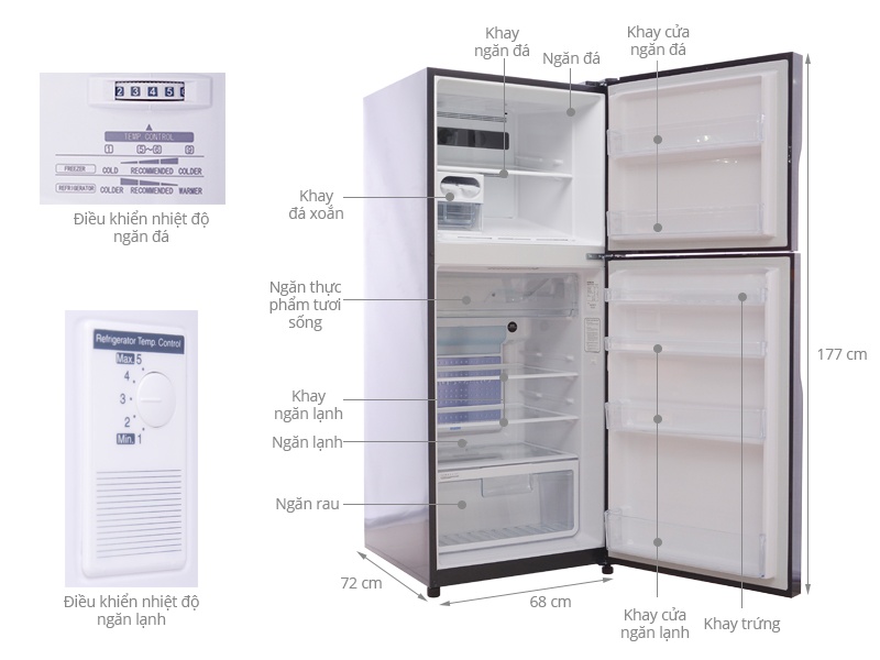 Tủ lạnh Hitachi R-VG470PGV3 (GBW) - 395L Inverter
