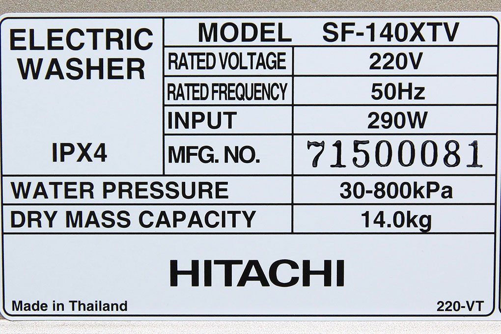 Máy giặt 14 Kg Hitachi SF-140XTV lồng đứng