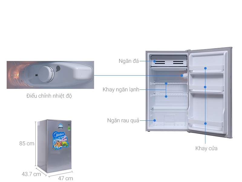 Tủ lạnh Midea HS-122SN - 98 Lít