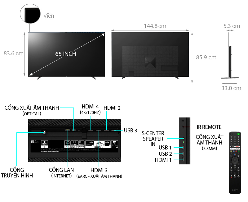 OLED Tivi 4K Sony 65 inch 65A80J Google TV
