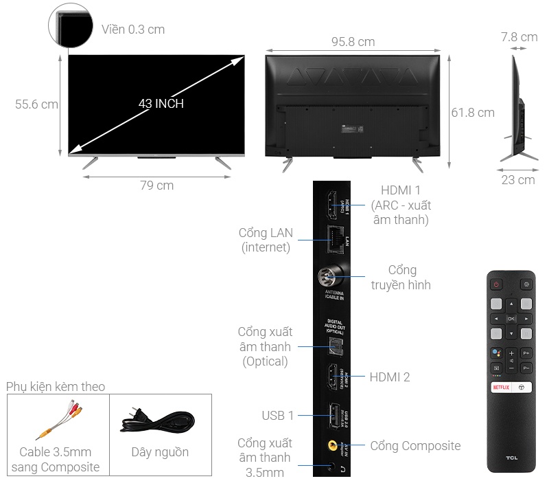 Smart Tivi TCL 4K 43P715 43 inch Android TV