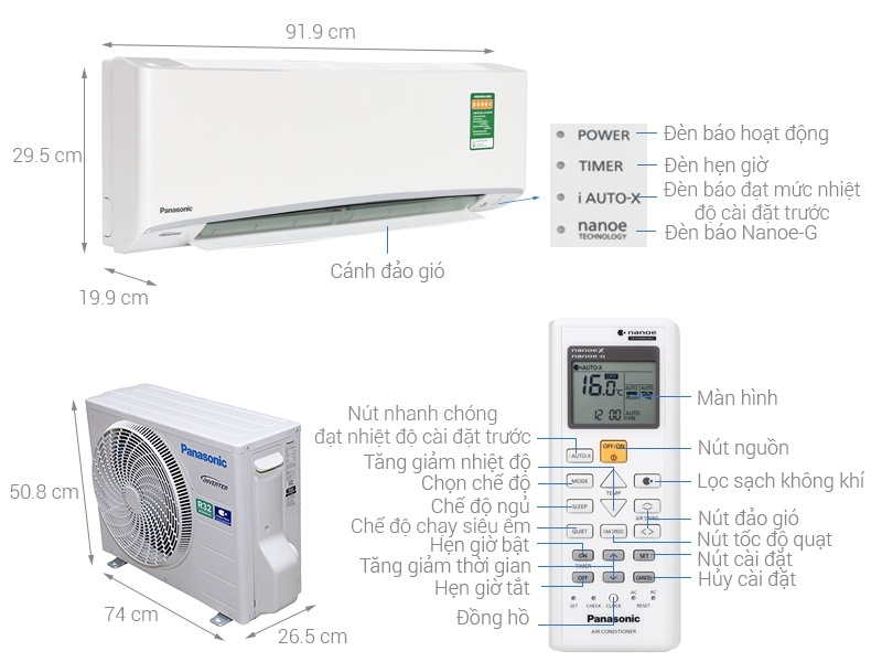 Điều hòa Panasonic 1 chiều Inverter XU9UKH-8 9.000BTU