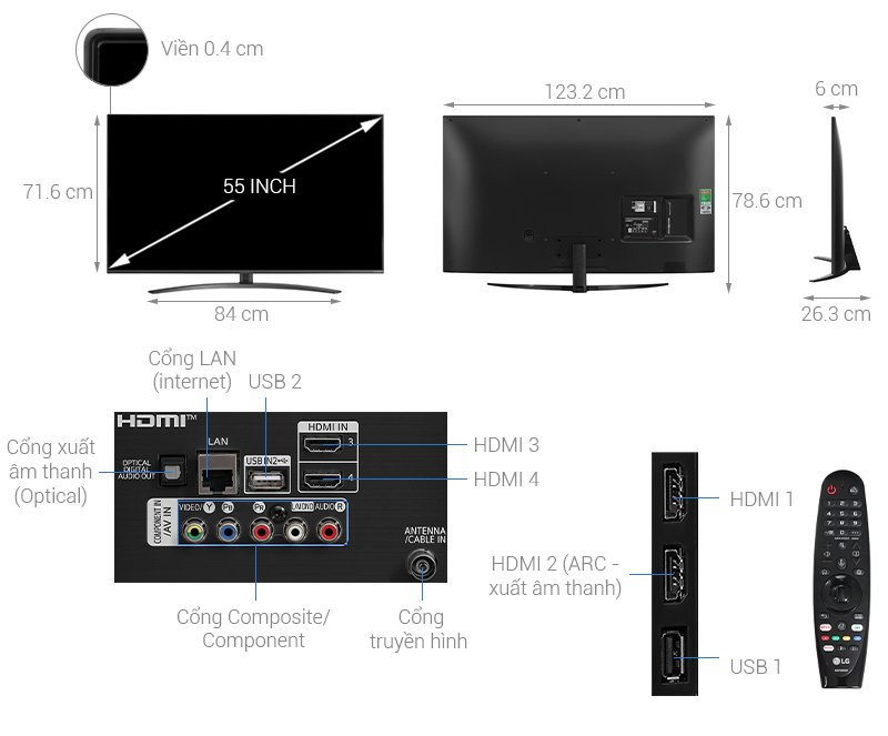 Smart Tivi 4K LG 55 inch 55NANO81TNA Nanocell HDR ThinQ AI