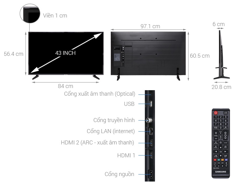 Smart Tivi Samsung 43 inch 43NU7090, 4K UHD, HDR