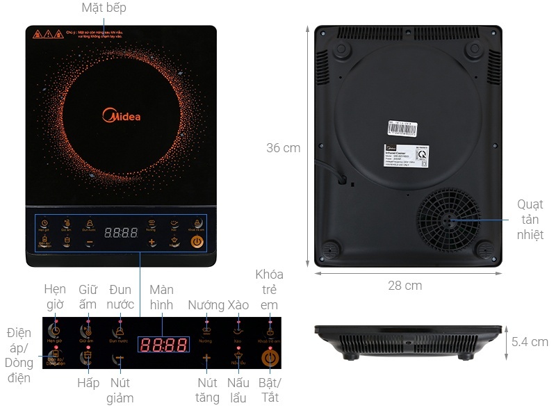 Bếp hồng ngoại Midea 2000W MIR-B2018DG