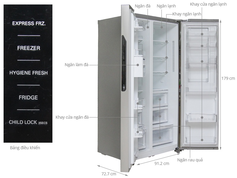 TỦ LẠNH SBS LG GR-R267JS 679 Lít