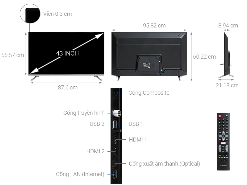Smart Tivi Skyworth 43 inch 43TB5000 Full HD (Made in Indonesia)
