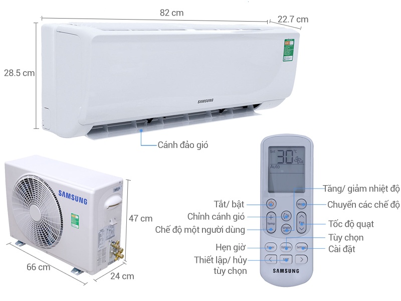 Điều hòa 1 chiều Samsung AR09MCFHAWKNSV - 9000BTU