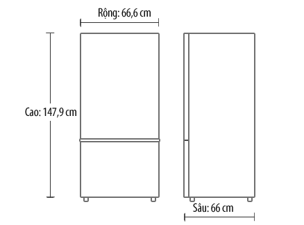 Tủ lạnh Mitsubishi MR-BF36E-HS-V, 2 cánh, ngăn đá dưới - 301 Lít