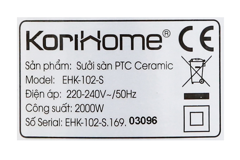 Máy sưởi tháp KORIHOME EHK-102-S 2000W