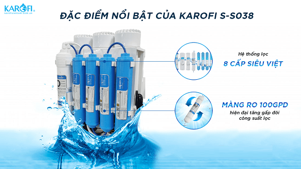 Máy lọc nước Karofi 8 cấp Slim S-s038