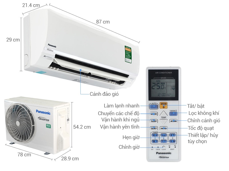 Điều hòa 2 chiều Inverter Panasonic YZ9SKH-8 - 9000 BTU