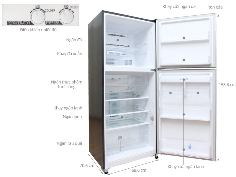 Tủ lạnh Mitsubishi Electric MR-F47EH-ST-V - 380 Lít