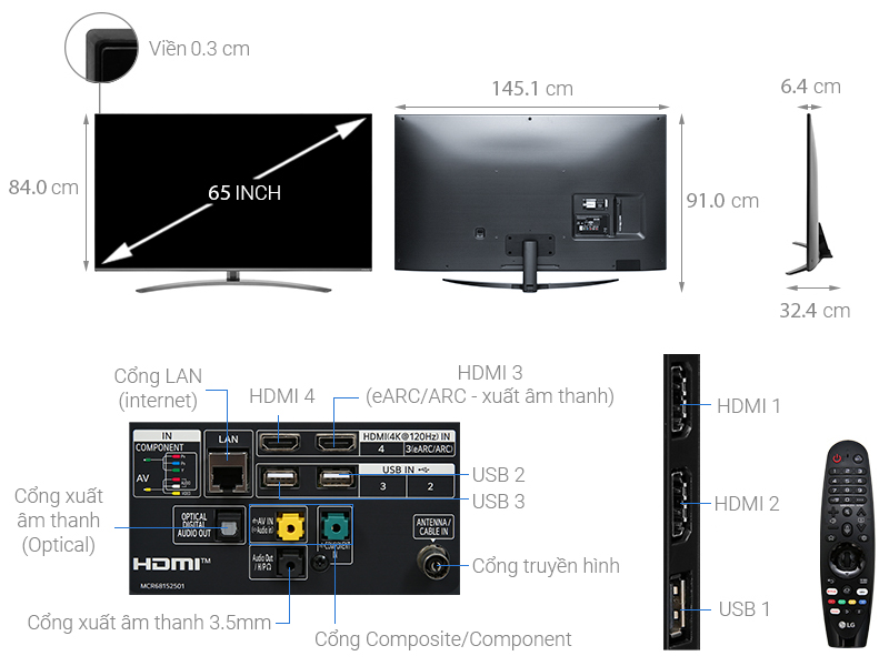 Smart Tivi 4K LG 65 inch 65NANO86TNA NanoCell HDR ThinQ AI
