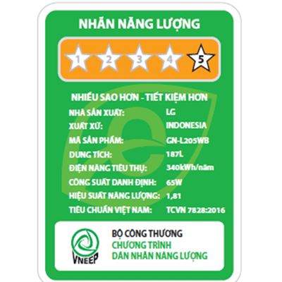 Tủ lạnh LG 187 lít GN-L205WB Smart Inverter