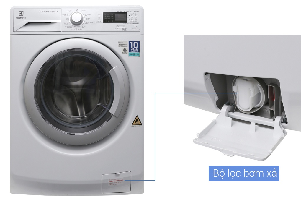 Máy giặt 8kg + Sấy 5kg Electrolux EWW12853