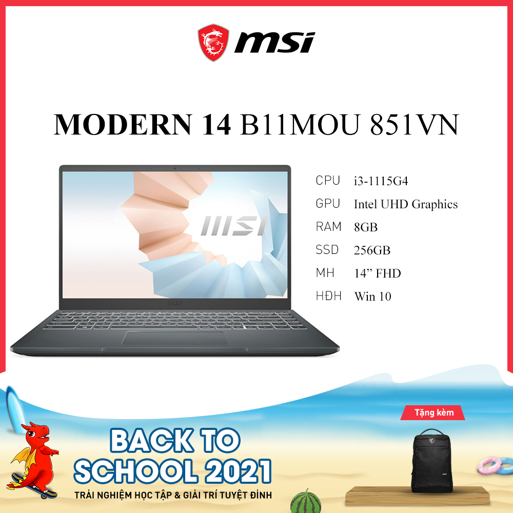 Laptop MSI Modern 14 B11MOU 851VN Xám