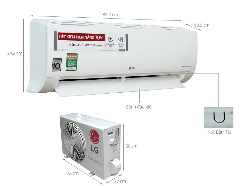 Điều hòa 1 chiều Inverter LG V13ENE - 12.000BTU