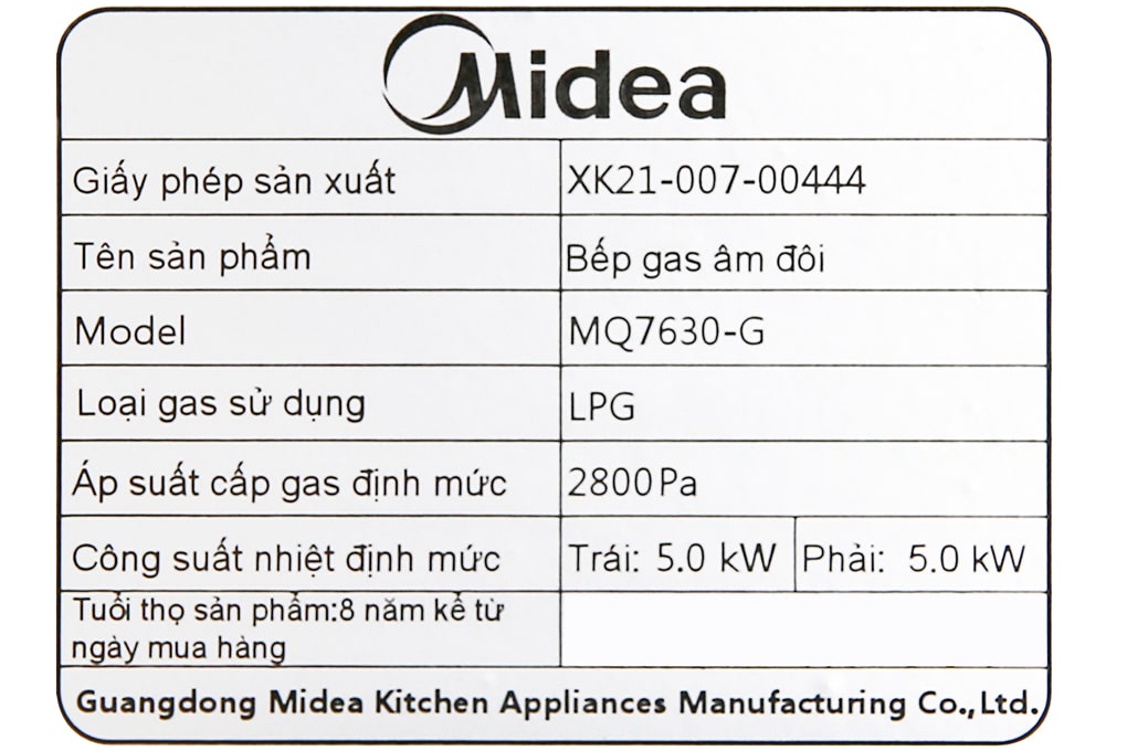 Bếp gas âm kính đôi Midea MQ7630-G