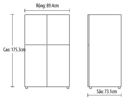 Tủ lạnh SBS 2 cánh LG GR-P227GF - 567 Lít