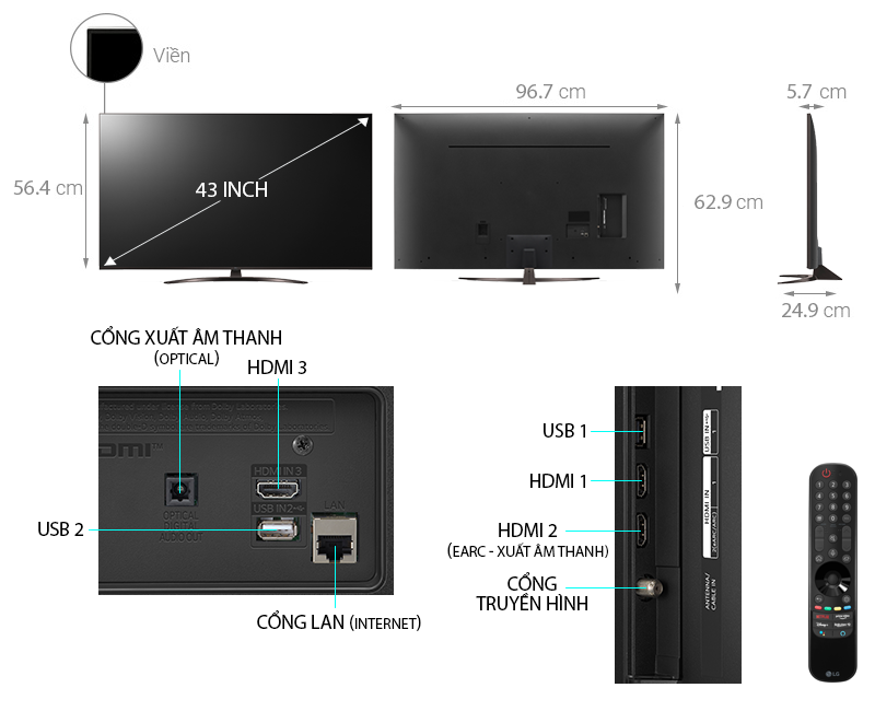 Smart Tivi LG 4K 43 inch 43UP8100PTB ThinQ AI