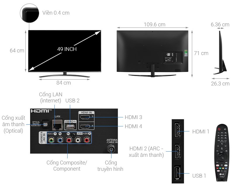 Smart Tivi 4K LG 49 inch 49NANO81TNA NanoCell HDR ThinQ AI