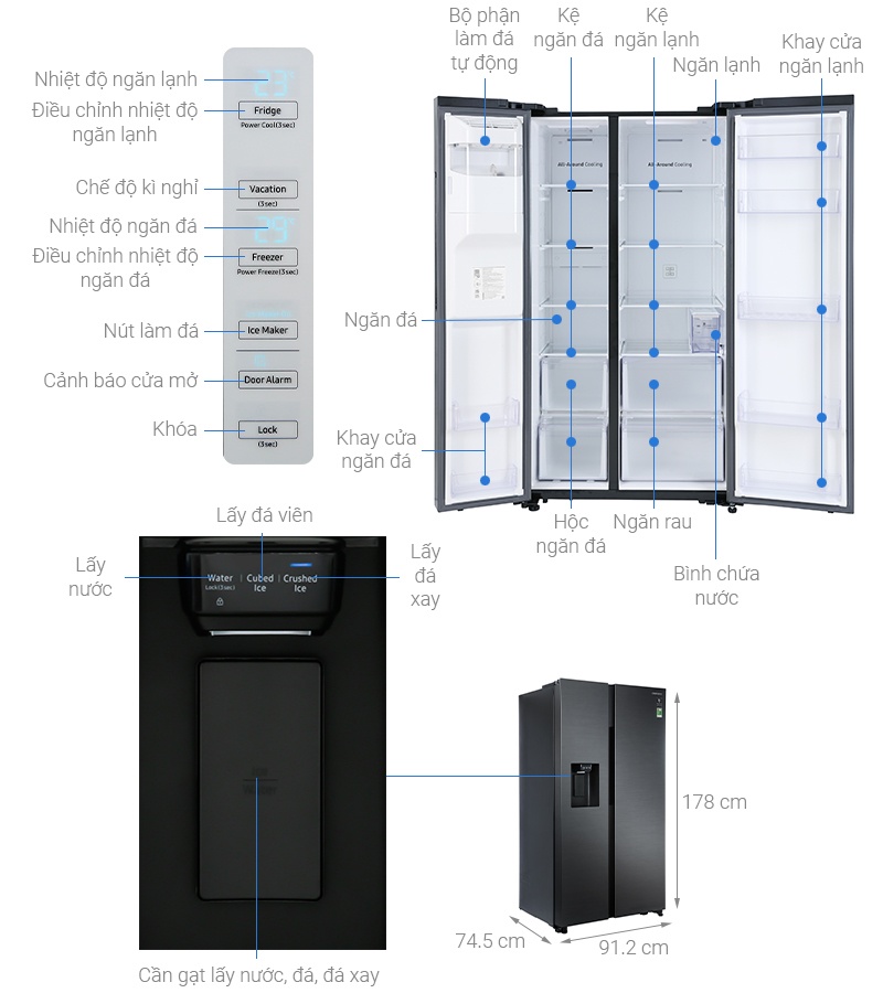 Tủ lạnh Samsung SBS Inverter 660L RS64R5301B4/SV