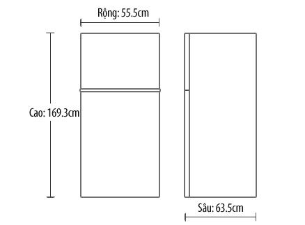 Tủ lạnh Mitsubishi Electric MR-F42EH-BRW-V - 346 Lít