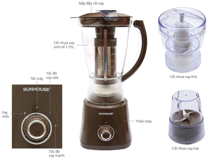 Máy xay đa năng 3 cối Sunhouse SHD5338