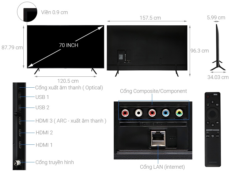 Smart Tivi Samsung 4K 70 inch 70RU7200 UHD