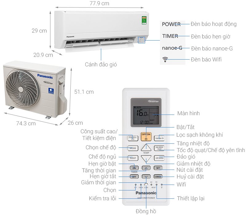 Điều hòa Panasonic 1 chiều Inverter 9000BTU CS-WPU9WKH-8M