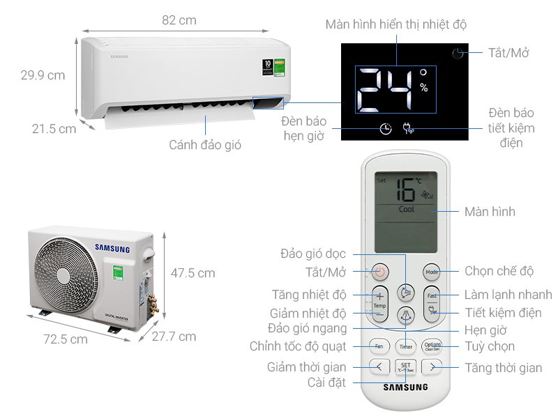 Điều hòa Samsung 1 chiều Inverter 1HP-9.400BTU AR10TYHYCWKNSV