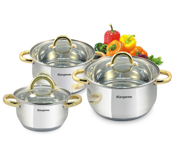 Bộ 3 nồi Inox cao cấp 5 lớp Kangaroo KG885
