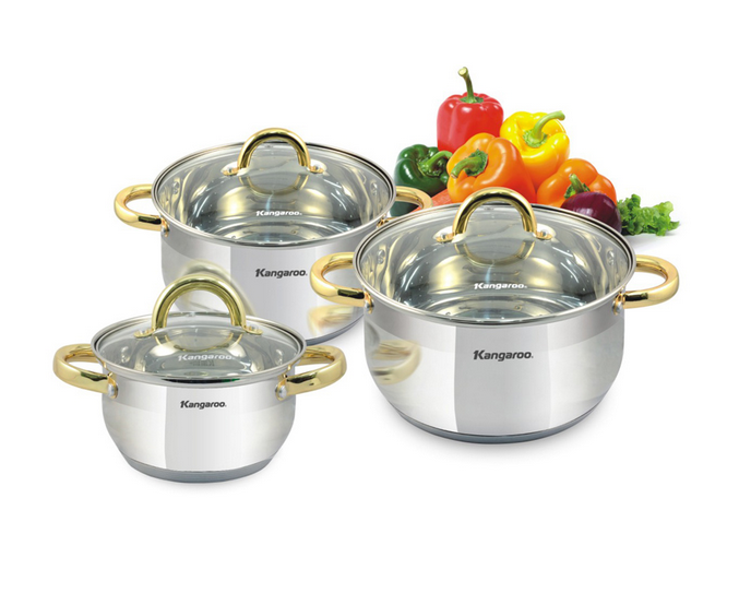 Bộ 3 nồi Inox cao cấp 5 lớp Kangaroo KG889