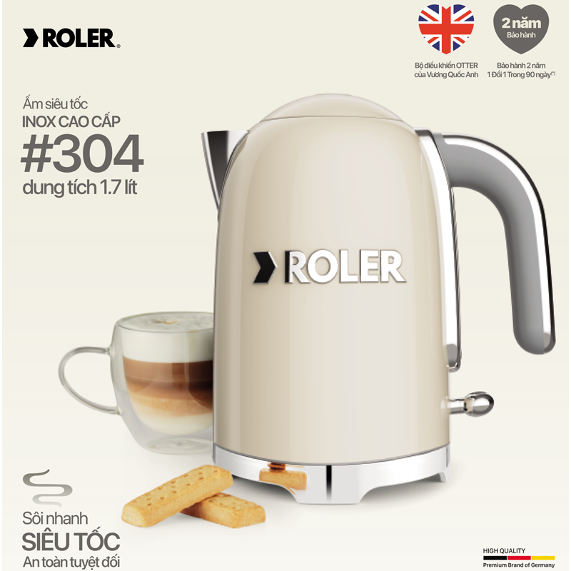 Ấm siêu tốc Roler RK-5137CRE (Màu kem)