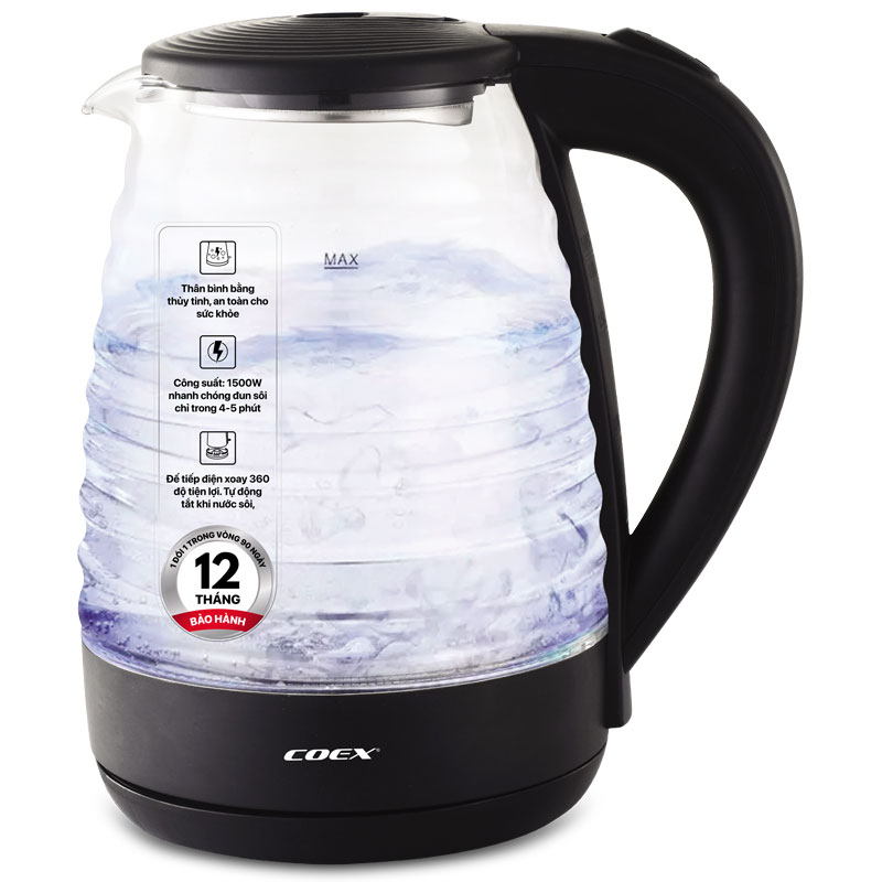 Ấm siêu tốc thủy tinh 1.8L Coex CK-5123G