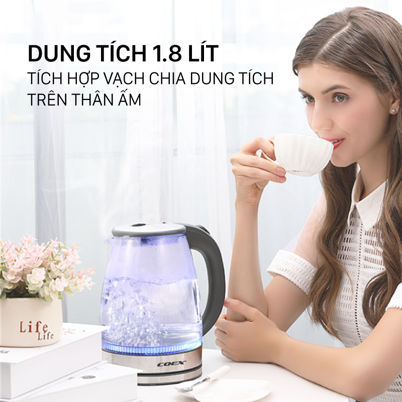 Ấm siêu tốc thủy tinh Coex CK - 5122G