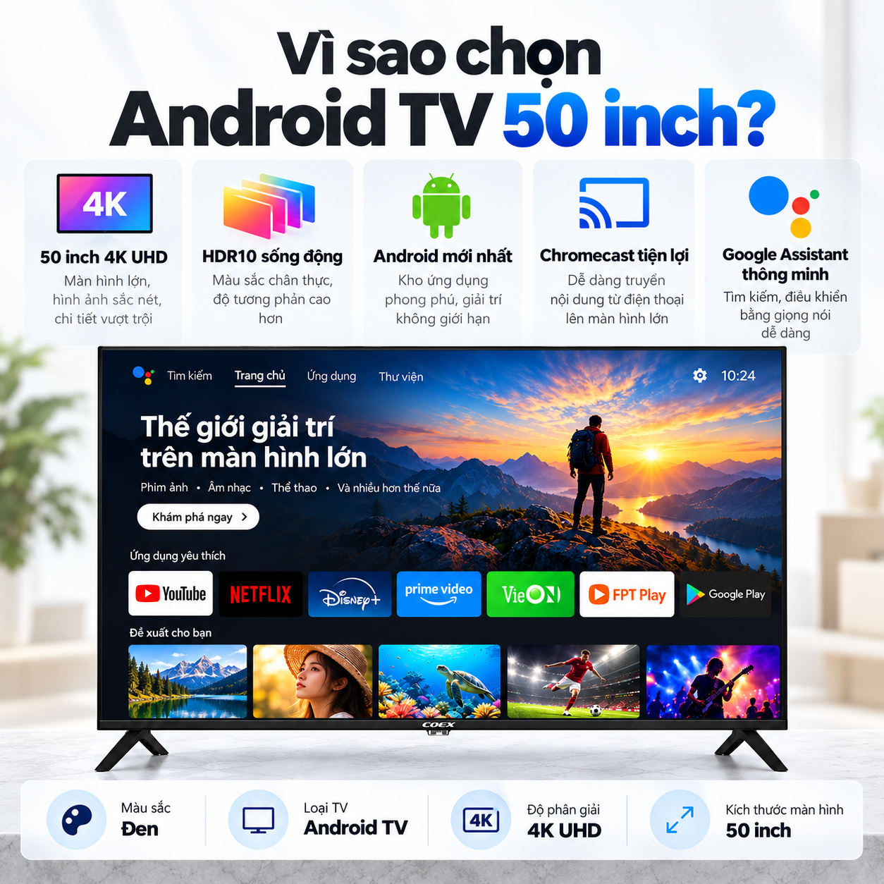 Android TV Coex 4K UHD 50 inch 50UT7002X