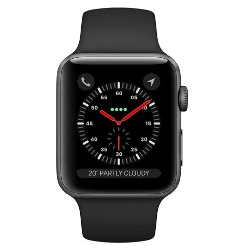 Apple Watch 3 38mm (4G) Viền Nhôm Xám - Dây cao su Đen Chính hãng (MTGP2VN/A)
