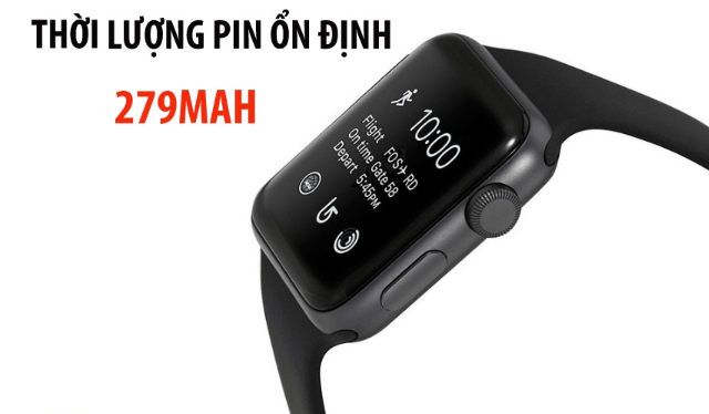 Apple Watch 3 42mm (4G) Viền Nhôm Xám - Dây cao su Đen Chính hãng (MTH22VN/A)