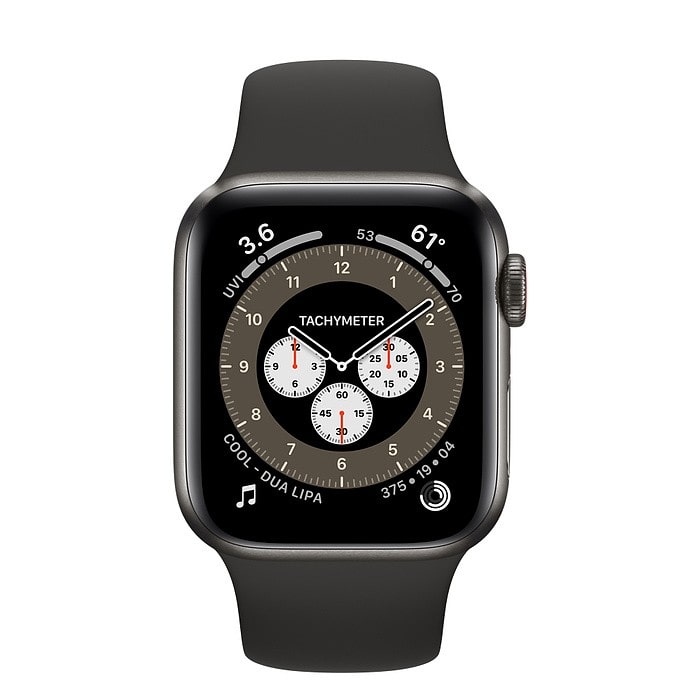Apple Watch 6 40mm (4G) viền thép đen - Dây cao su Đen Chính hãng (M06X3VN/A)