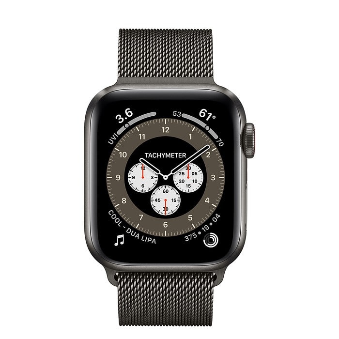 Apple Watch 6 40mm (4G) viền thép đen - Dây thép Đen Chính hãng (M06Y3VN/A)