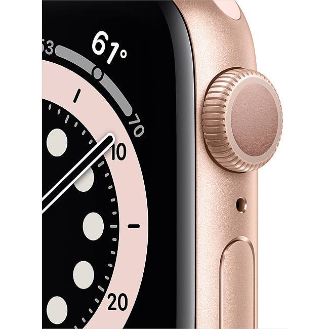 Apple Watch 6 40mm (GPS) viền nhôm vàng - Dây cao su Hồng Chính hãng (MG123VN/A)
