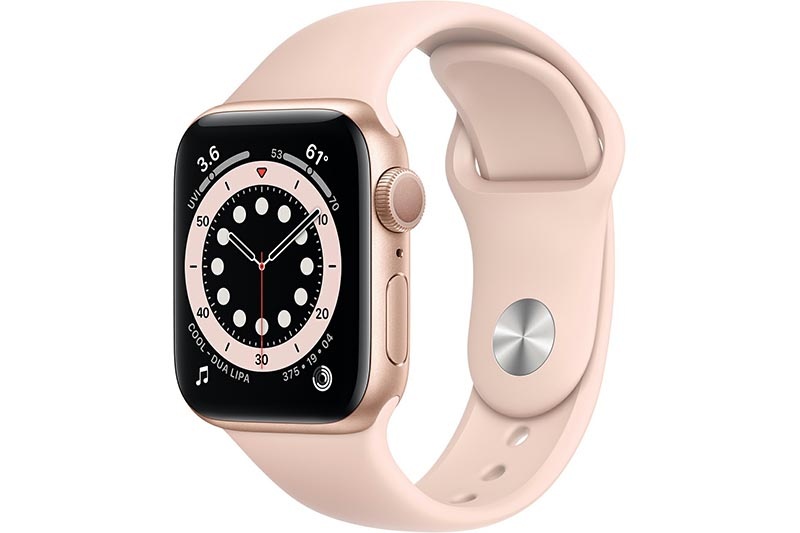 Apple Watch 6 40mm (GPS) viền nhôm vàng - Dây cao su Hồng Chính hãng (MG123VN/A)