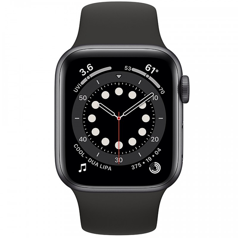 Apple Watch 6 40mm (GPS) viền nhôm xám - Dây cao su Đen Chính hãng (MG133VN/A)