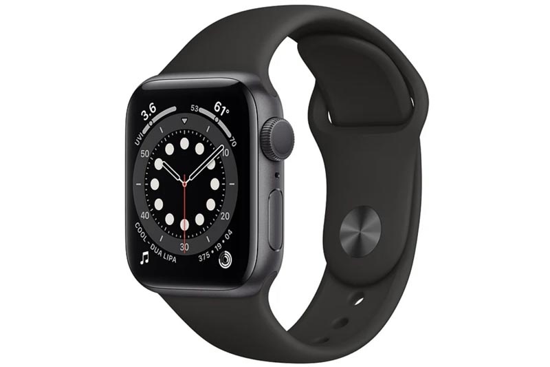 Apple Watch 6 40mm (GPS) viền nhôm xám - Dây cao su Đen Chính hãng (MG133VN/A)