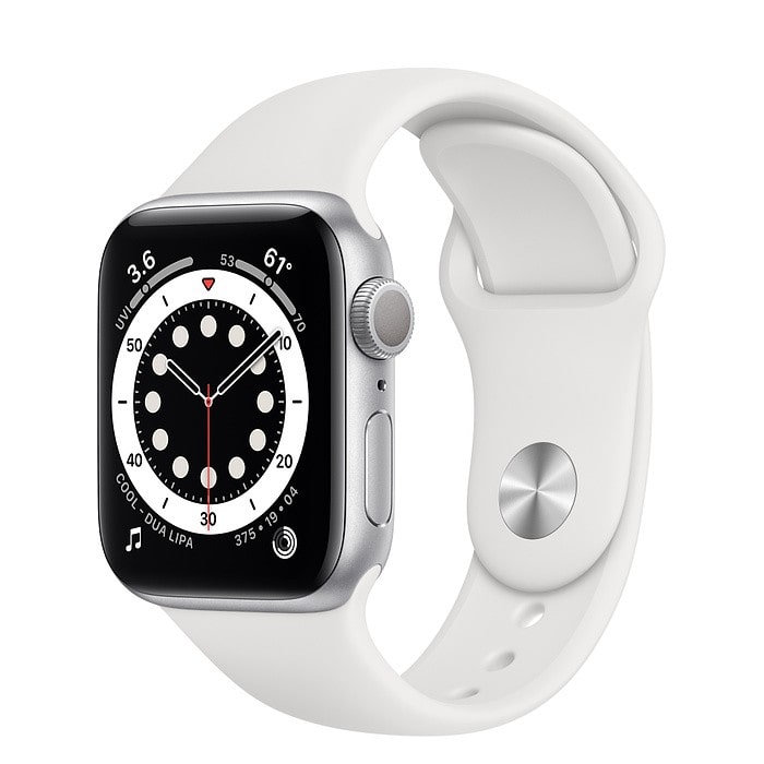 Apple Watch 6 44mm (4G) viền nhôm bạc - Dây cao su Trắng Chính hãng (MG2C3VN/A)